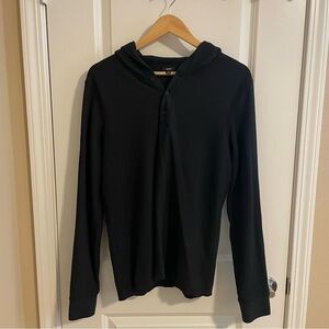 Vince Textured Cotton Blend Hoodie Black Size Small